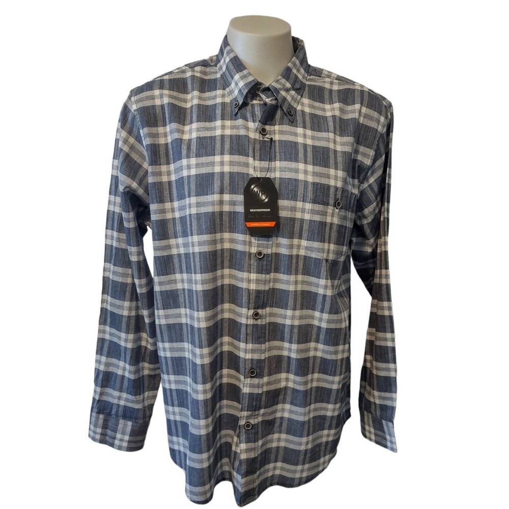 Weatherproof Shirt Mens Size 2XL Plaid Long Sleeve Button Down Pocket Collar New